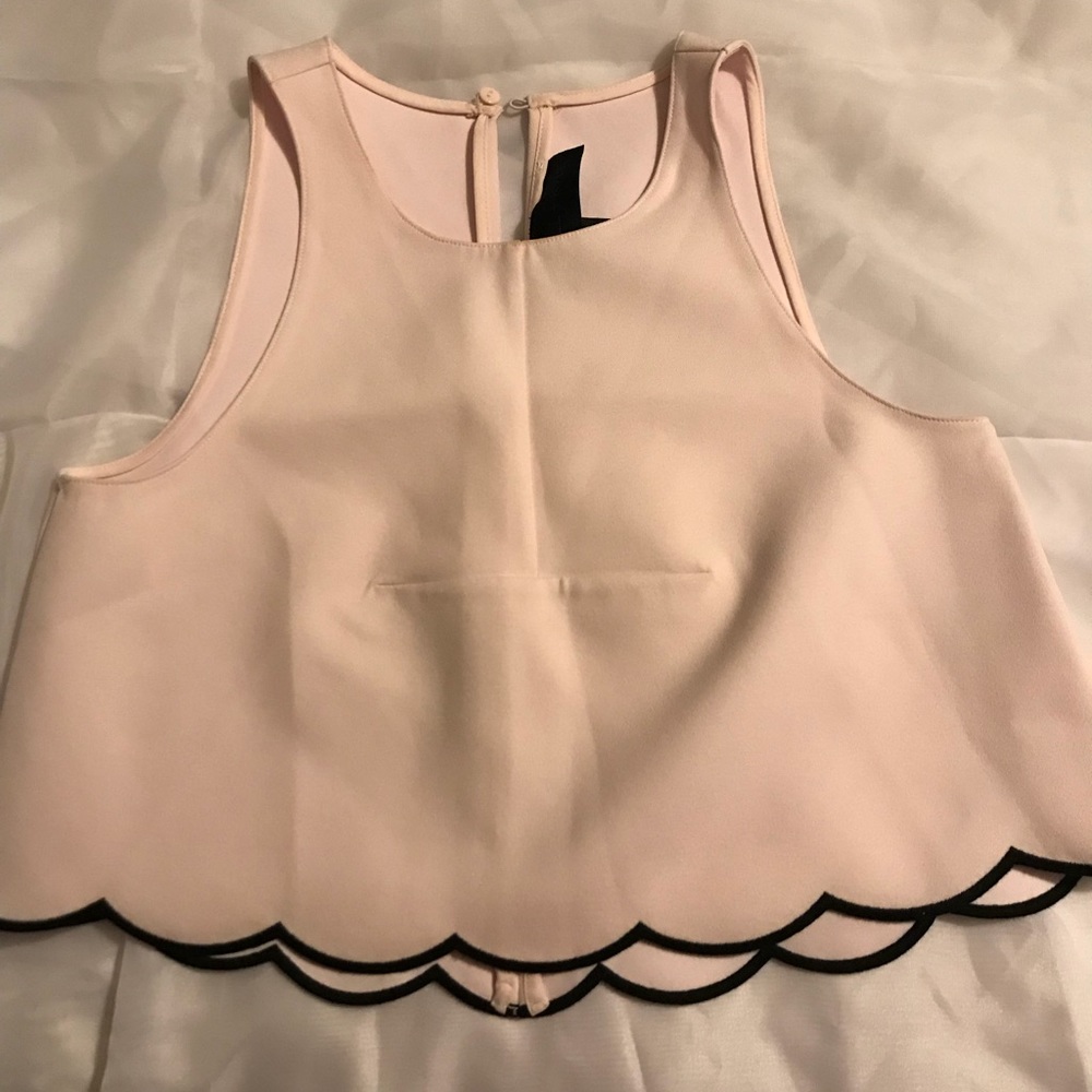 Kendall and Kylie Light Pink Scalloped Top